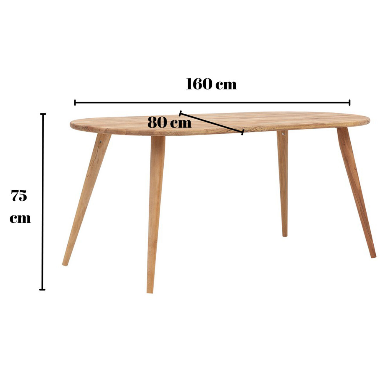 Homitis Table à manger Ares chêne - 160x75x80 cm