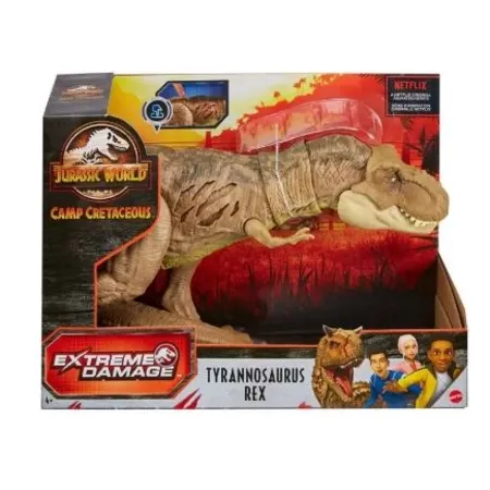 Mattel Jurassic World Extreme Damage Tyrannosaurus Rex, T-Rex, Dinosaurier, 43 cm