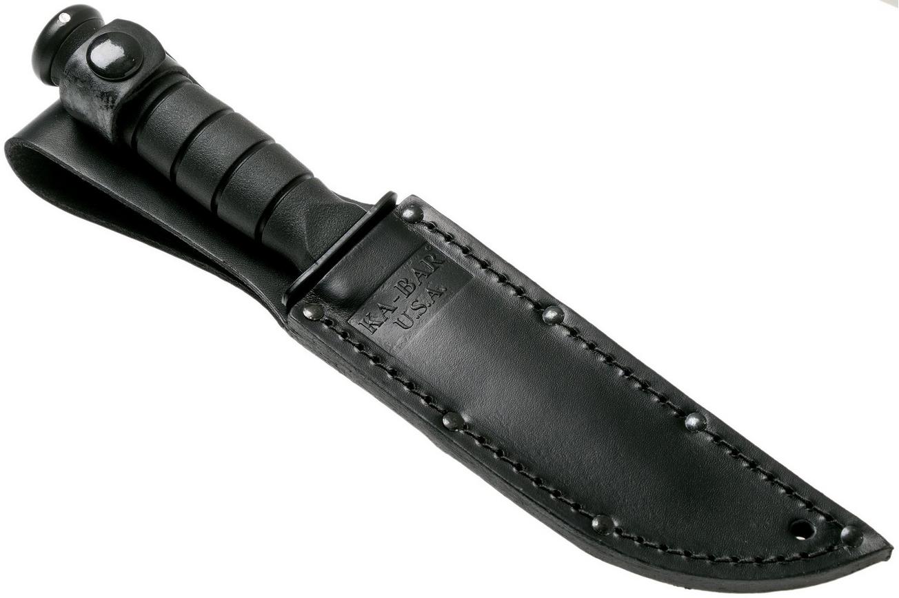 KA-BAR Short 1257 deels gekarteld, vaststaand mes, lederen foedraal