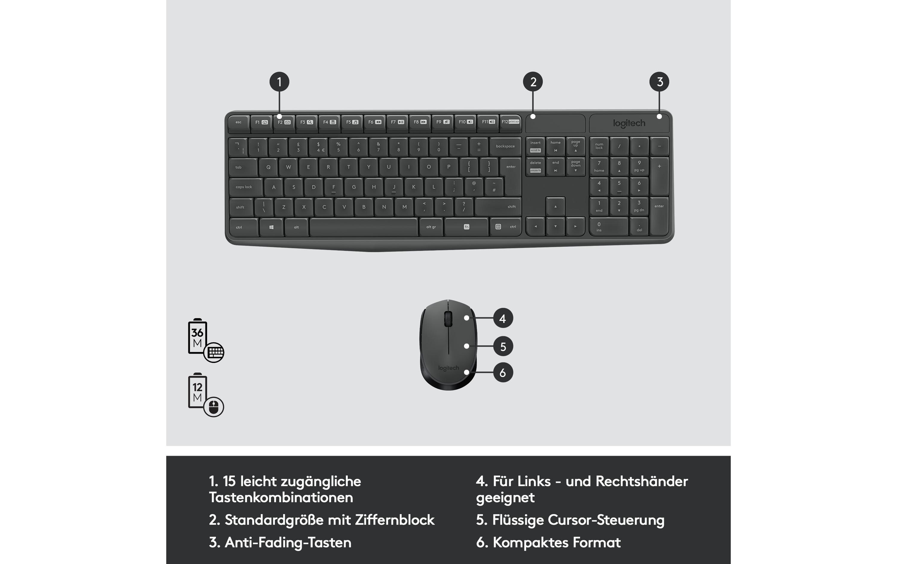 Tastatur-Maus-Set MK235Set aus Wireless-Tastatur und -Maus
