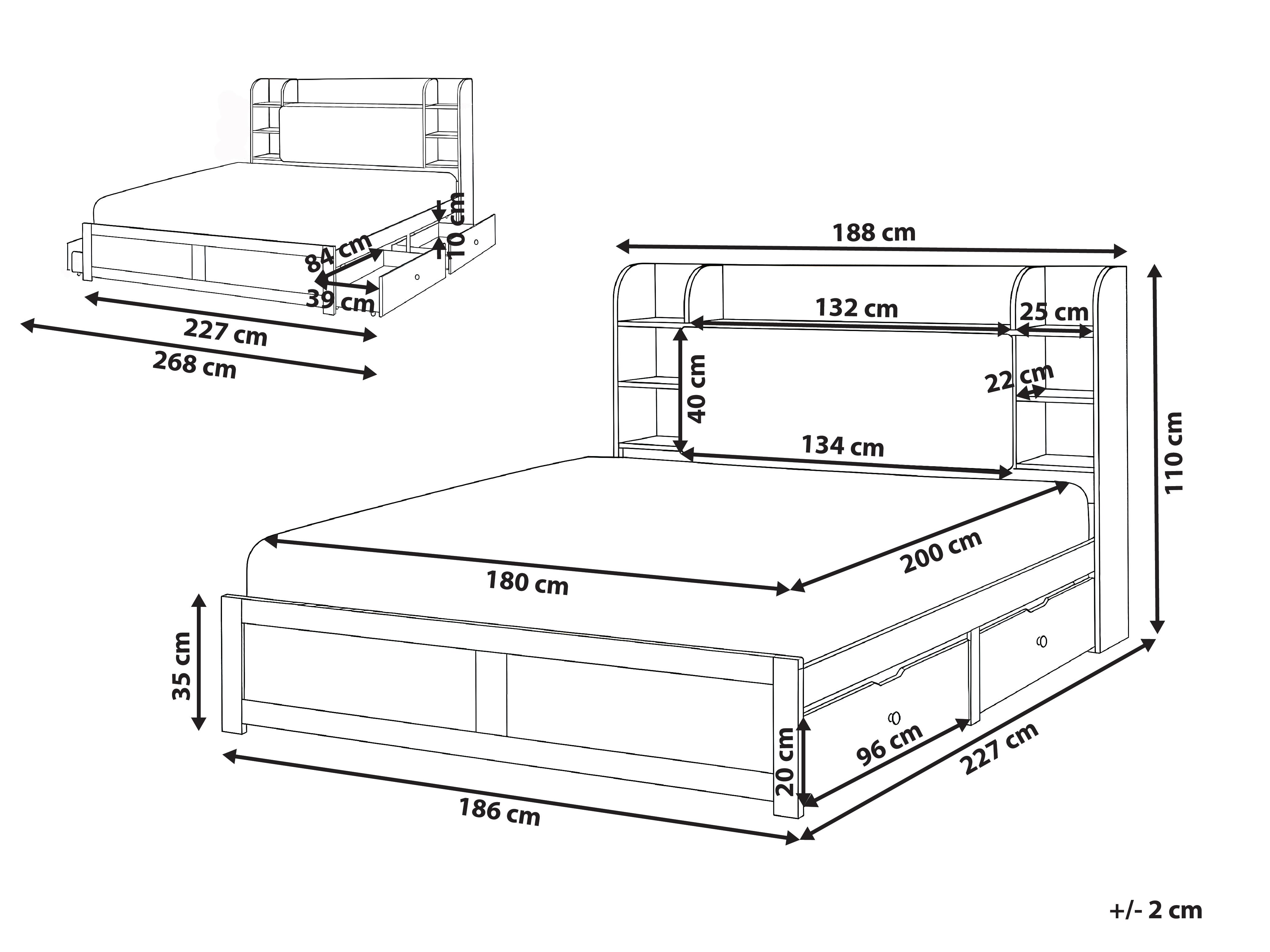 Bed met opbergladen BIZOU 180 x 200 cm Wit