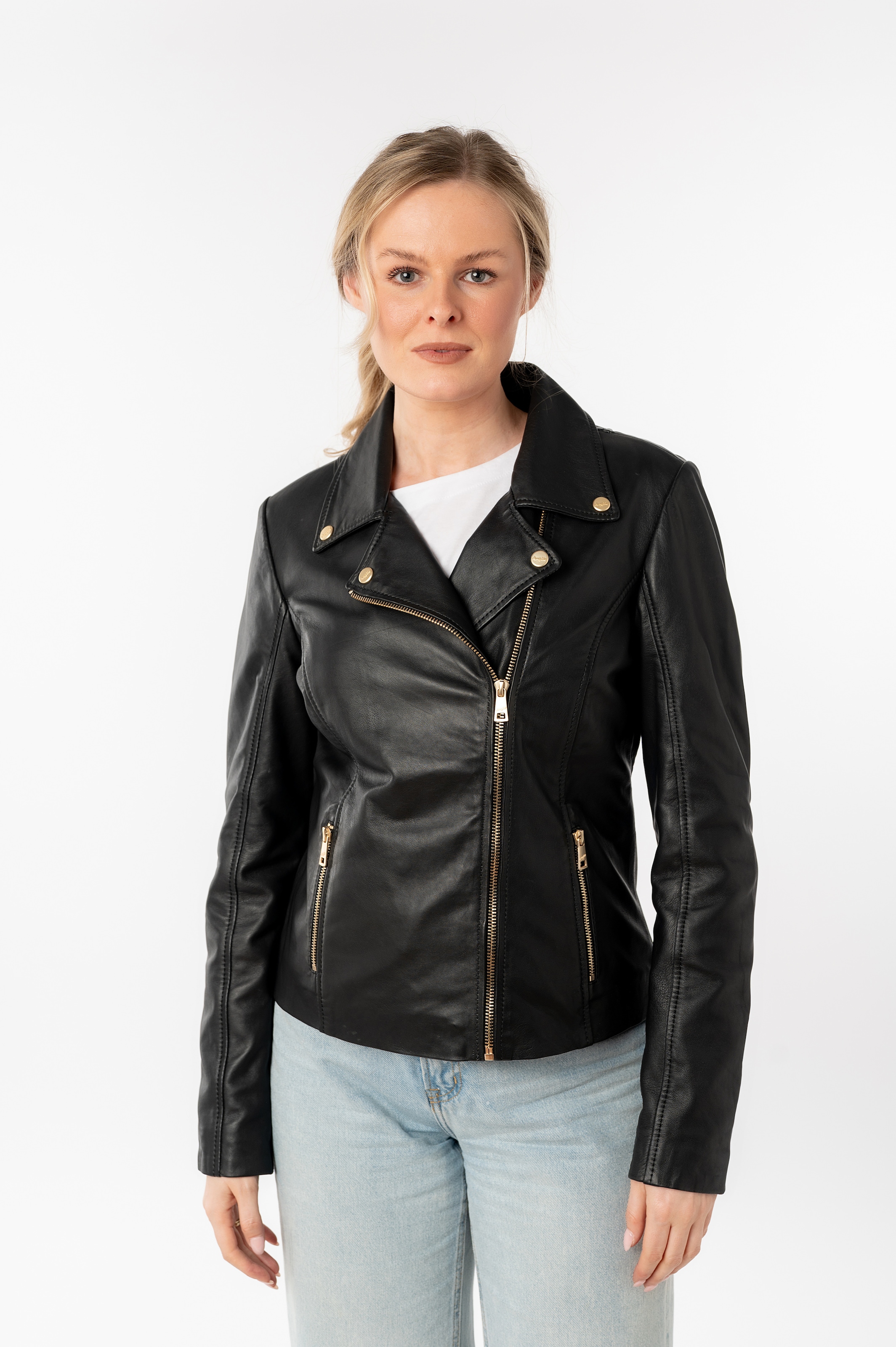 Mauritius Lederjacke »MWFylli« mit Knopfdetails, Reverskragen