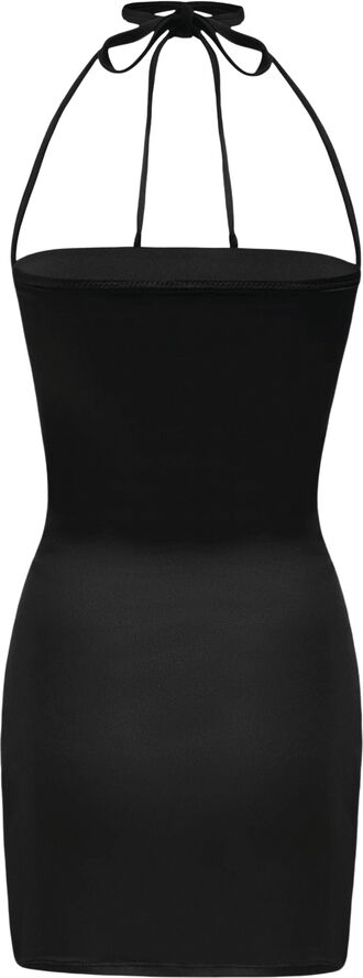 OW Collection Tie High Slit Top Black caviar