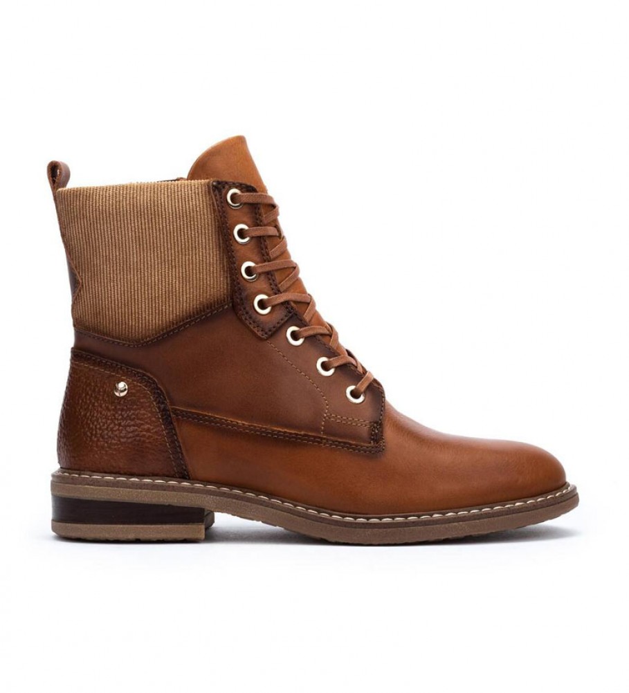 Botas de tornozelo Pikolinos Aldaya em couro cor de camelo