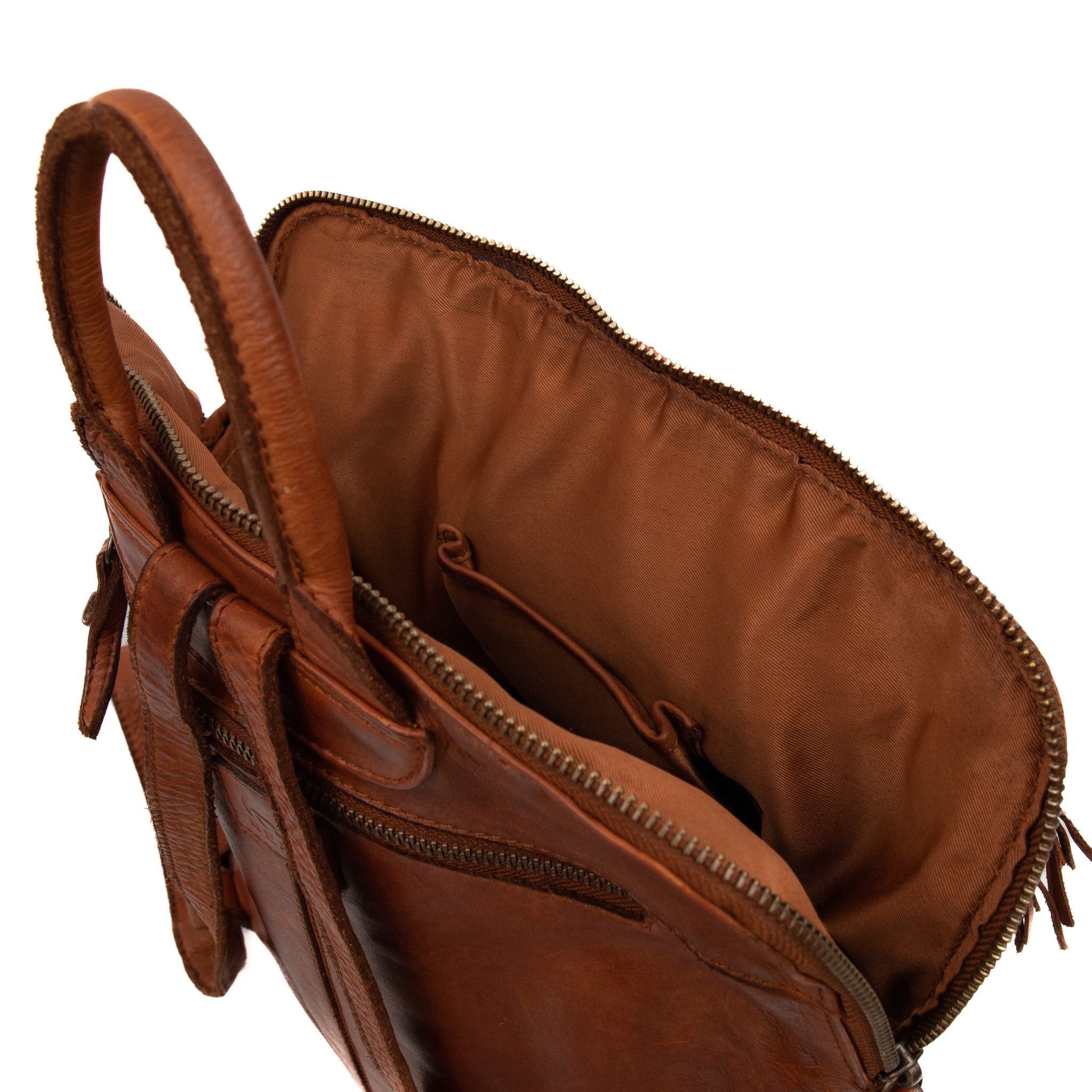 Bear Design Cow Lavato Gevlochten Rugzak Jutta Cognac CL42994