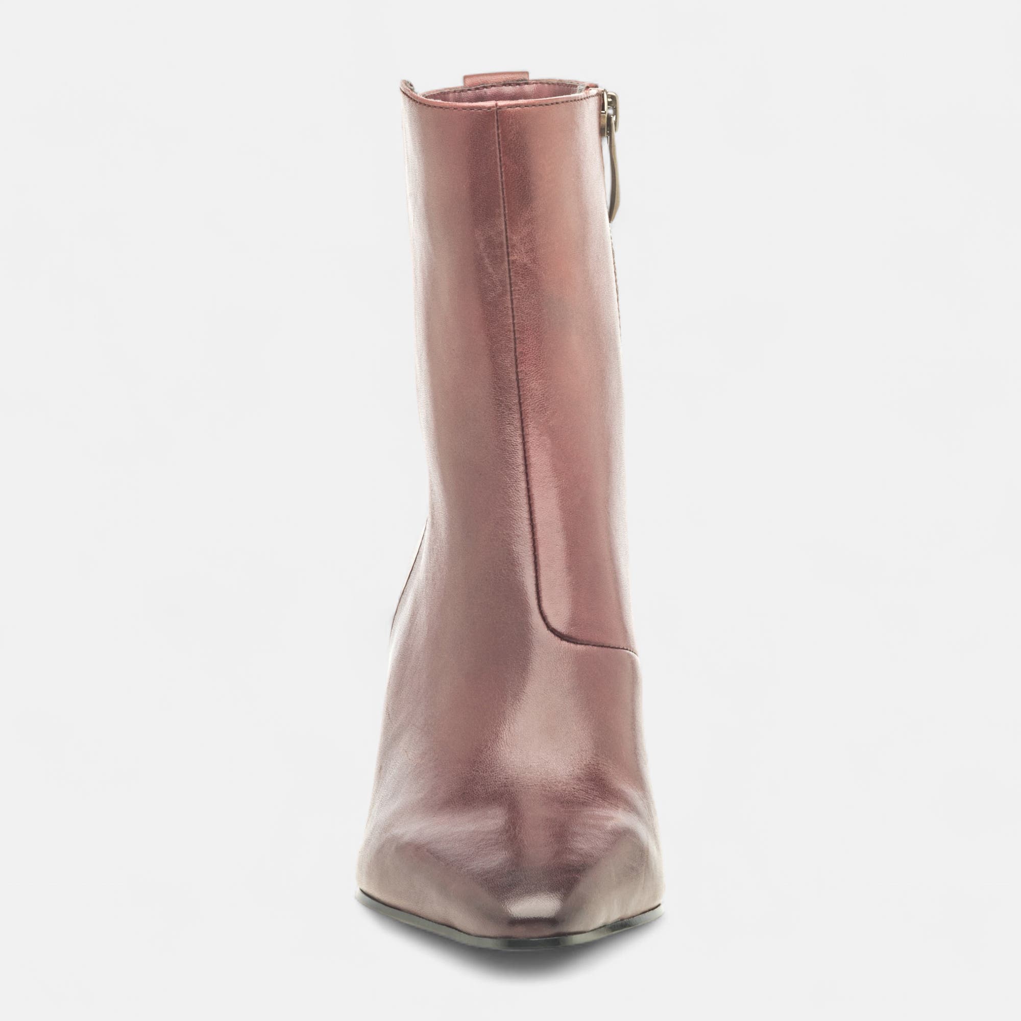 Bottines à talon Femme en cuir bordeaux