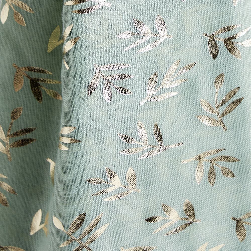 Foulard vert clair imprimé feuille dorée
