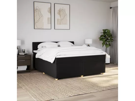 Sommier à lattes de lit avec matelas Noir 180x200 cm Tissu
