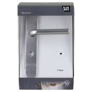 Karwei deurkruk set Gino ovaal schild vrij-bezet sluiting 63/8 mm RVS look aluminium