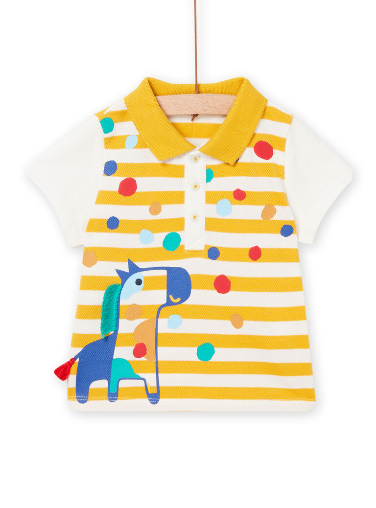 Polo écru et jaune à rayures bébé garçon