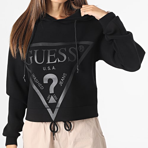 Sweat Capuche Crop Femme V2YQ08-K7UW2 Noir