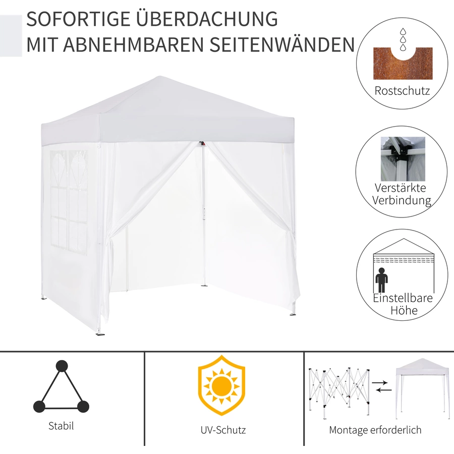 Outsunny Pavillon mit integrierten Klettverschlüssen weiß