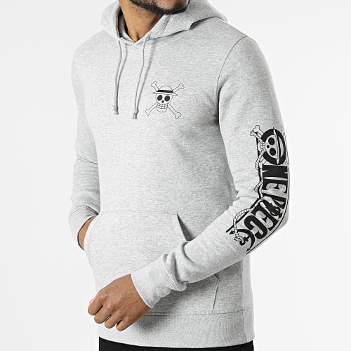 Sweat Capuche Mugiwara Gris Chiné Noir