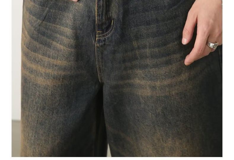 Nataro - Hoge taille gewassen wijde denim shorts