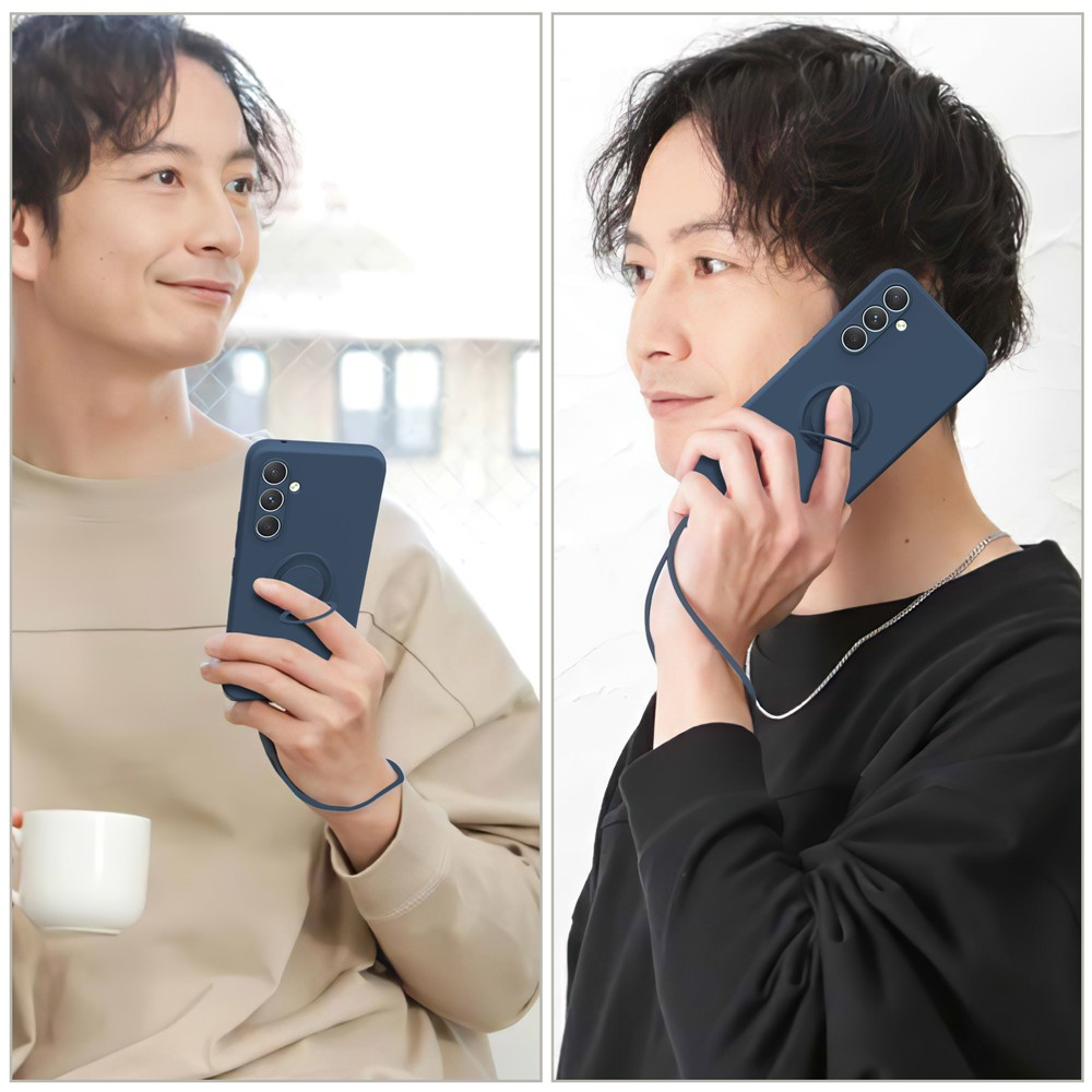 Samsung Galaxy A17 Silikon Case Hülle mit Kameraschutz   Kickstand Haltering - Schwarz