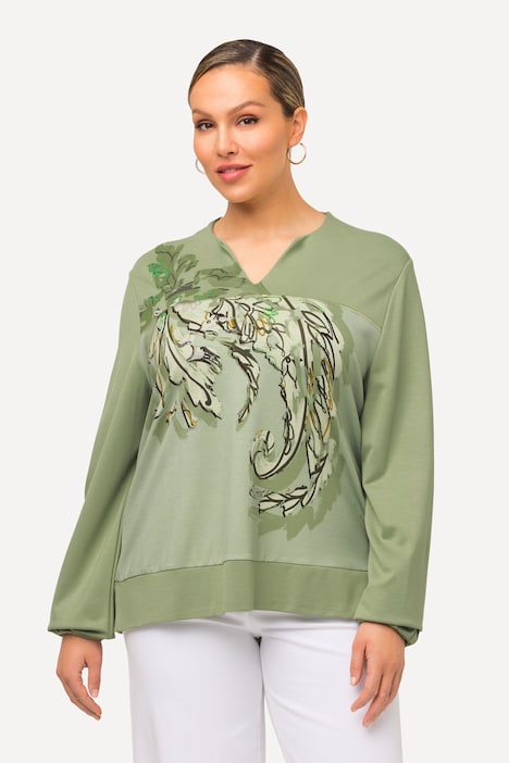 Sweatshirt, Metallic-Ziernaht, Stehkragen, Langarm