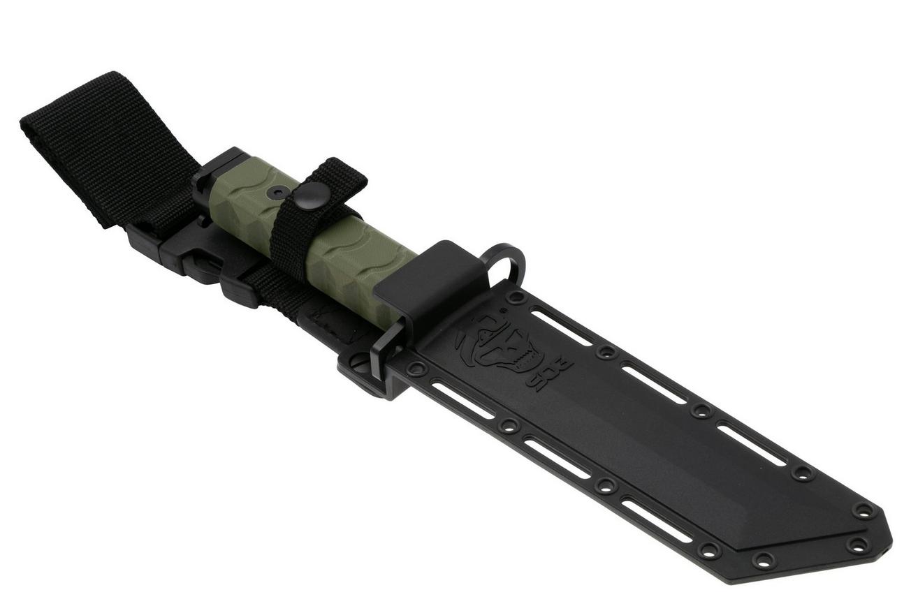 SOG BAR15T BY1002-BX, Black PVD AUS-8 Tanto, OD-Green G10 vaststaand mes
