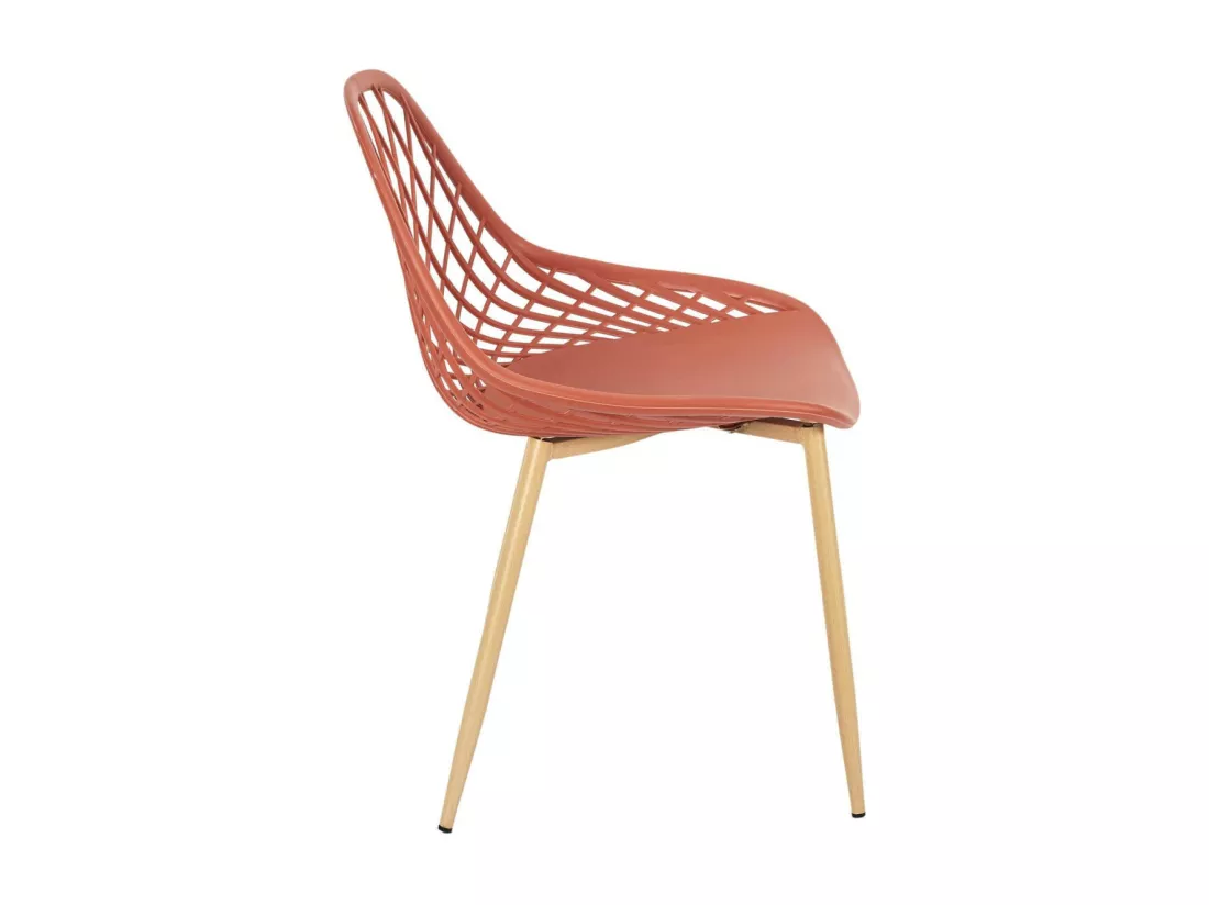 TRESSIE - Lot de 4 Chaises Terracotta Coque Arrondie