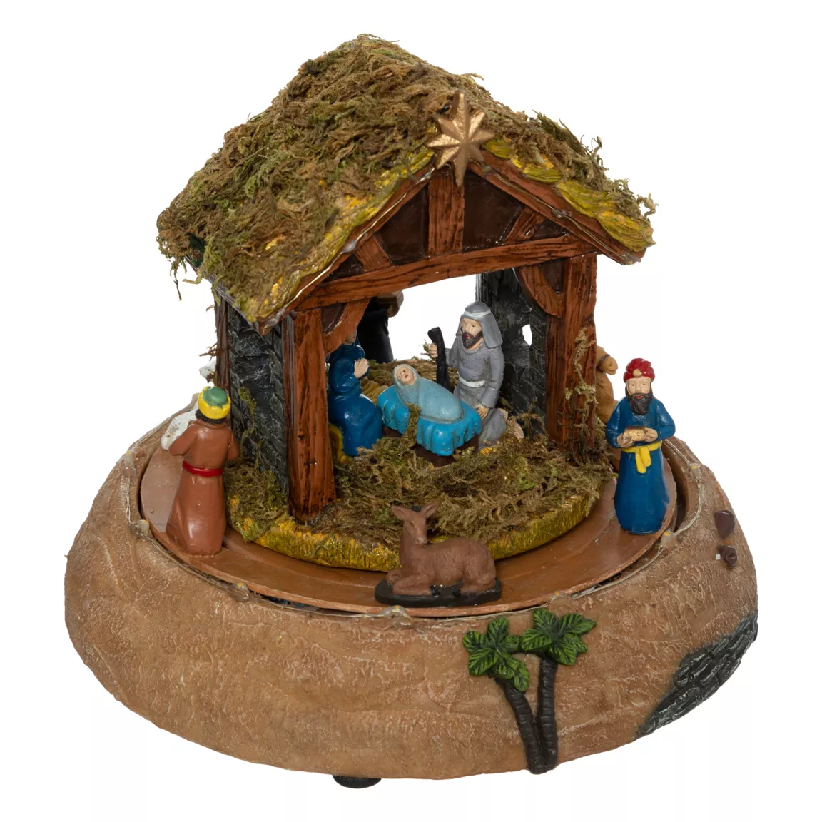 Crèche lumineuse, musicale et animée (D22 cm) Nuit de Noël