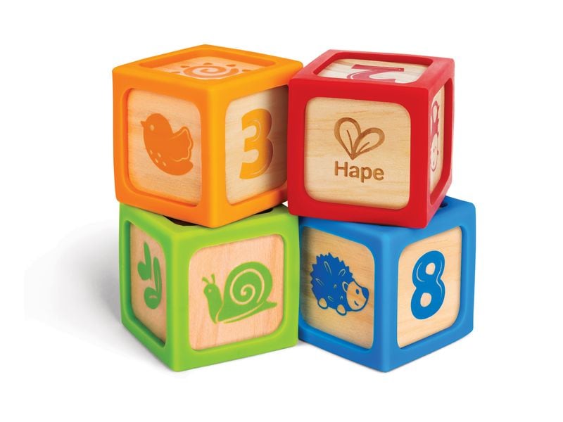 Hape Smartes Bausteine-Starter-Set 4 Stück 4-teiliges Holzbaustein-Set