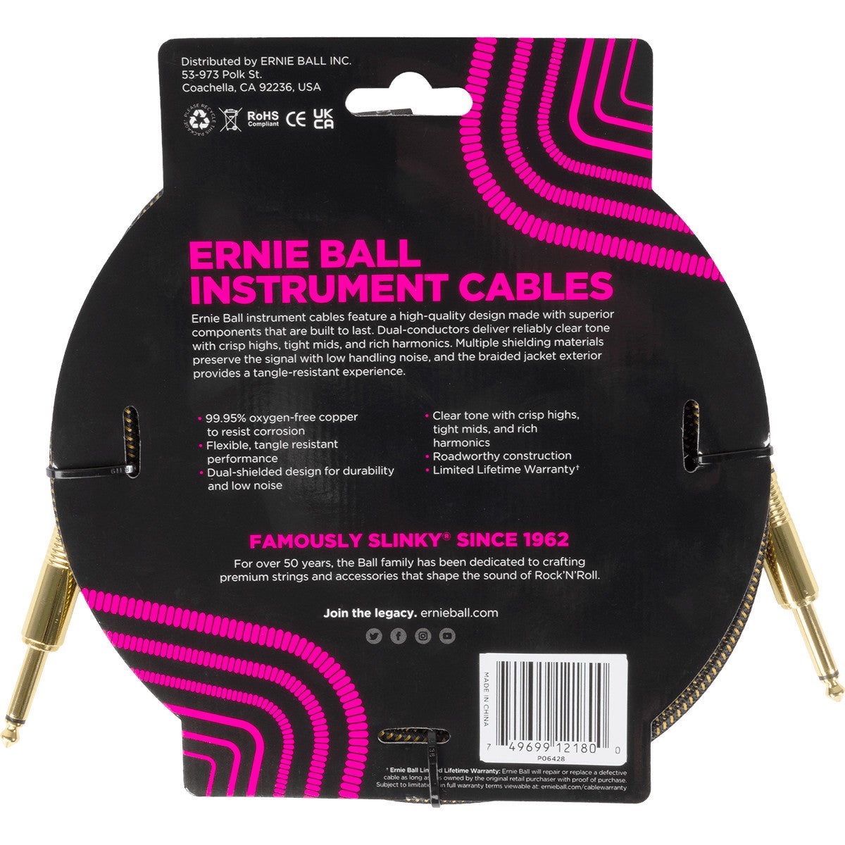 Ernie Ball 6428 Braided Pay Dirt instrumentkabel 3 meter