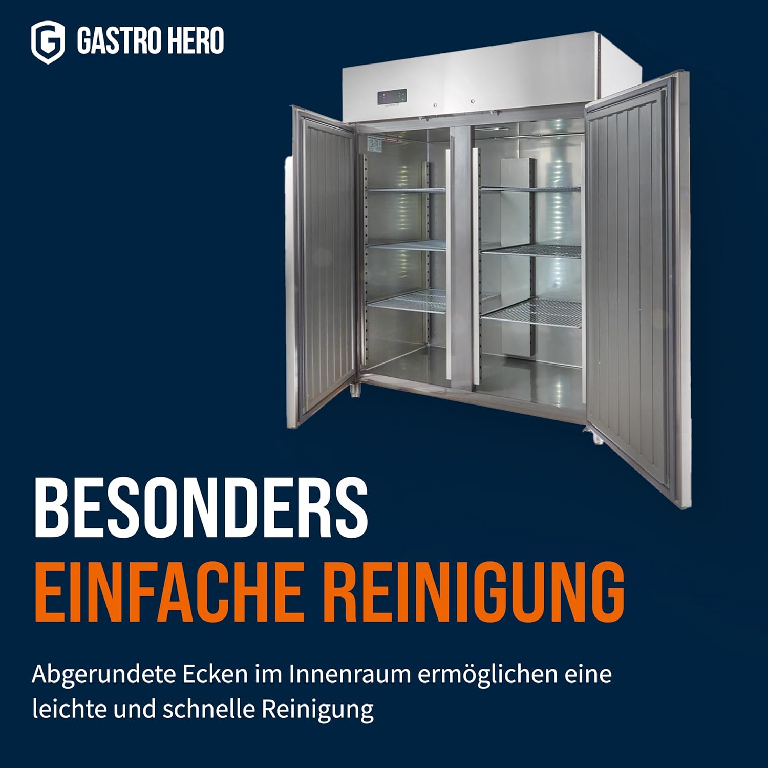 ECO 1300 GN 2/1 Monoblock Gastronomie Kühlschrank Gastronomiebedarf, 1350 Liter, Großvolumiger freistehender Gewerbekühlschrank, Energiesparend, Robuste Bauweise