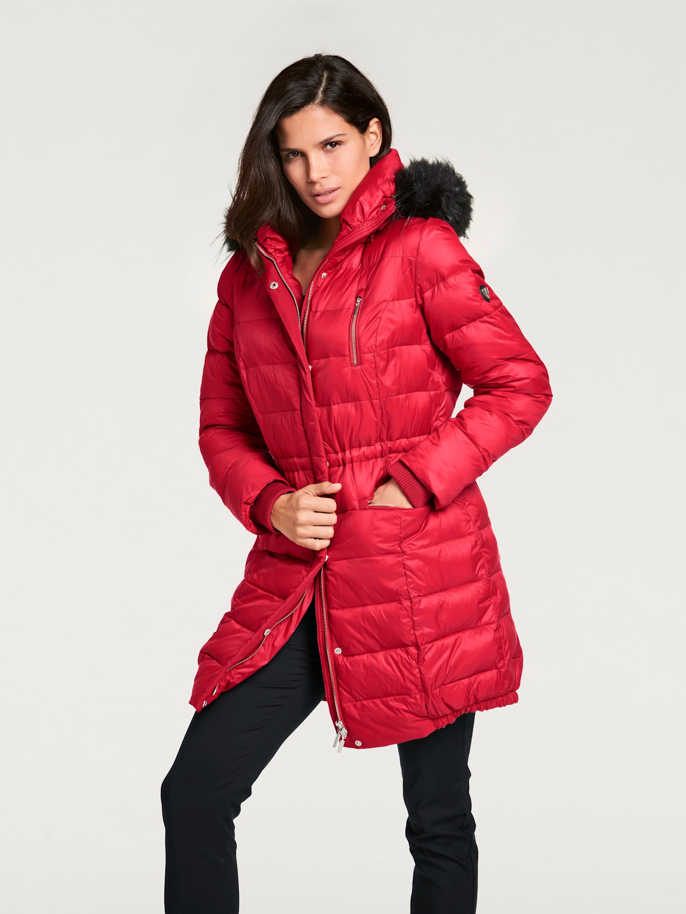 Parka imitation fourrure amovible sur capuche amovible