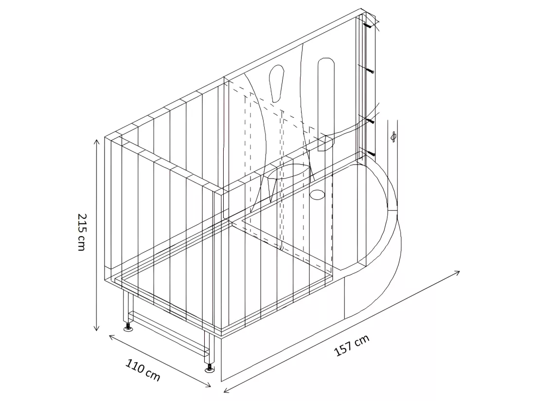 Cabine de douche intégrale d'angle HAUMEA fonction Hammam et Sauna- l157xP110xH215cm - Angle gauche