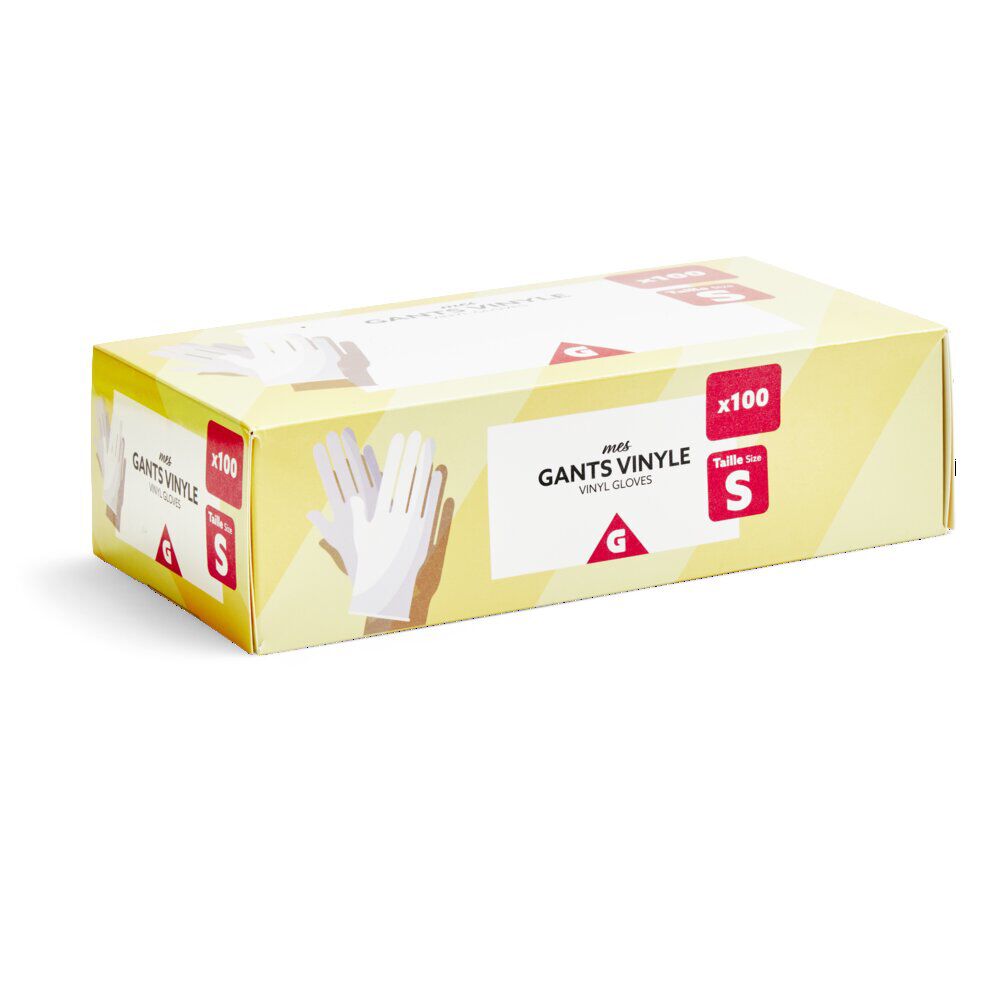 Gants en vinyle blanc x100 Taille S