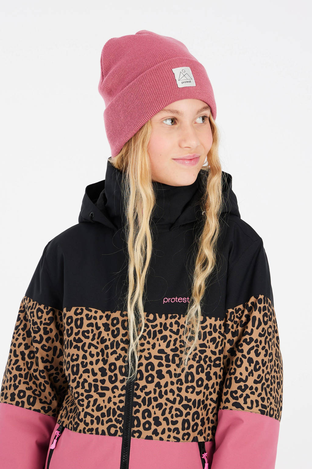 Protest ski-jack Fugee Jr oudroze/zwart/camel