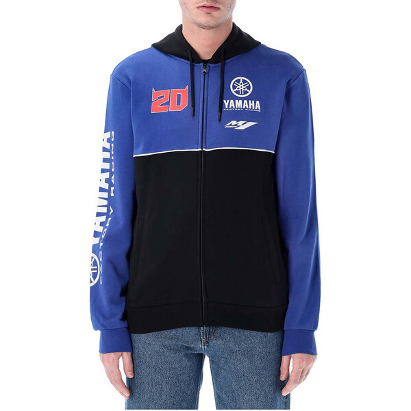 Fabio Quartararo - Sweat zippé à capuche Dual FQ20 Yamaha Orizontal Cut Noir / Bleu