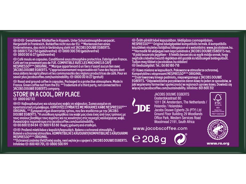 Jacobs Kaffeekapseln Lungo 8 Intenso 40 Stück Aluminium Kaffeekapseln für Nespresso-Maschinen