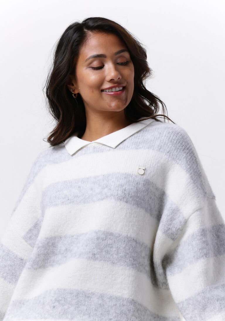 10DAYS ecru 10days trui striped polo sweater knit