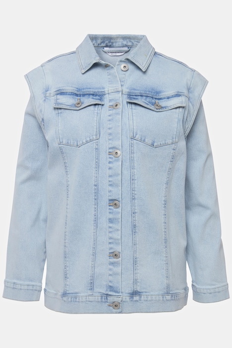 Jeansjacke, oversized, Schulter Betonung, Hemdkragen, Langarm
