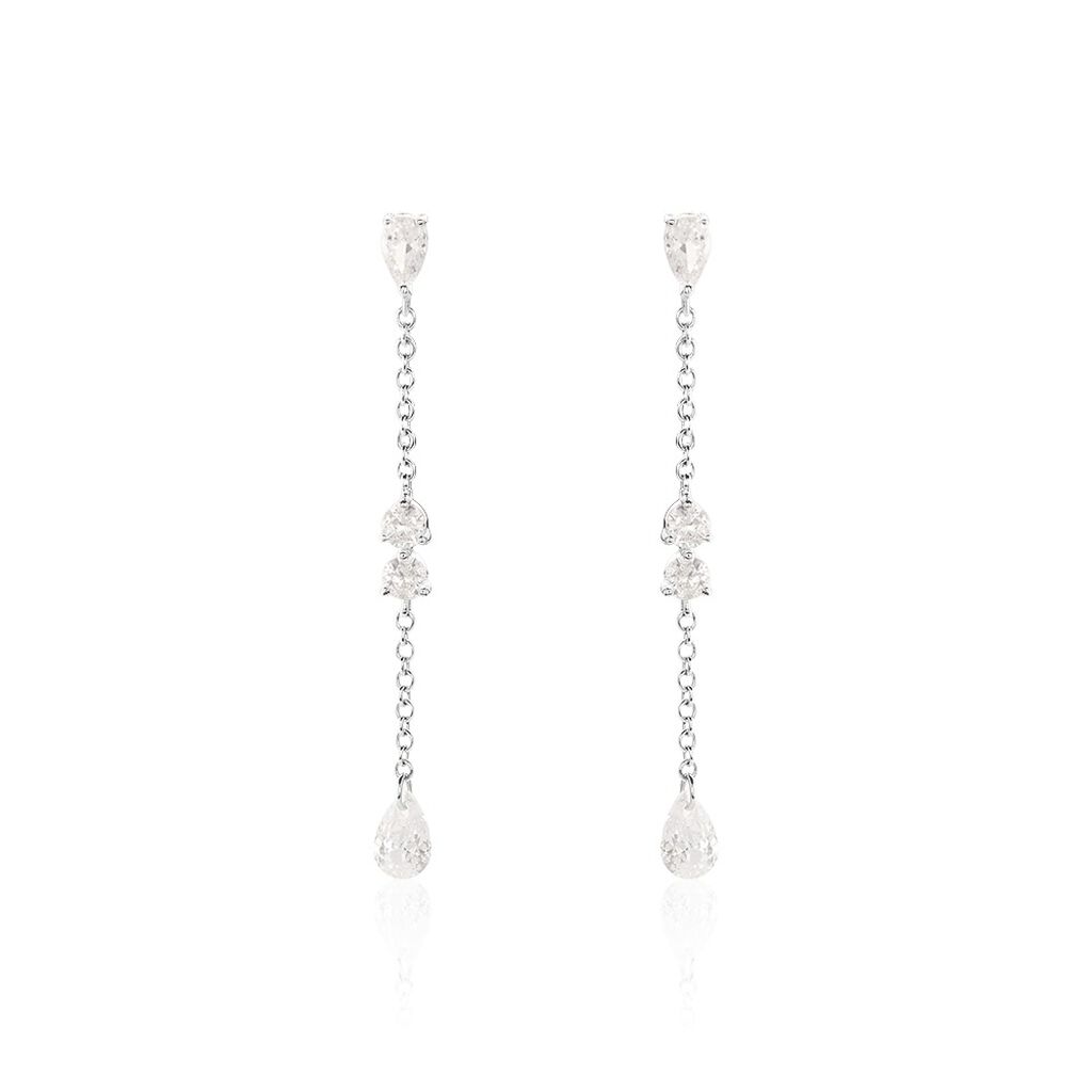 Boucles D'oreilles Pendantes Kelan Argent Blanc Oxyde De Zirconium