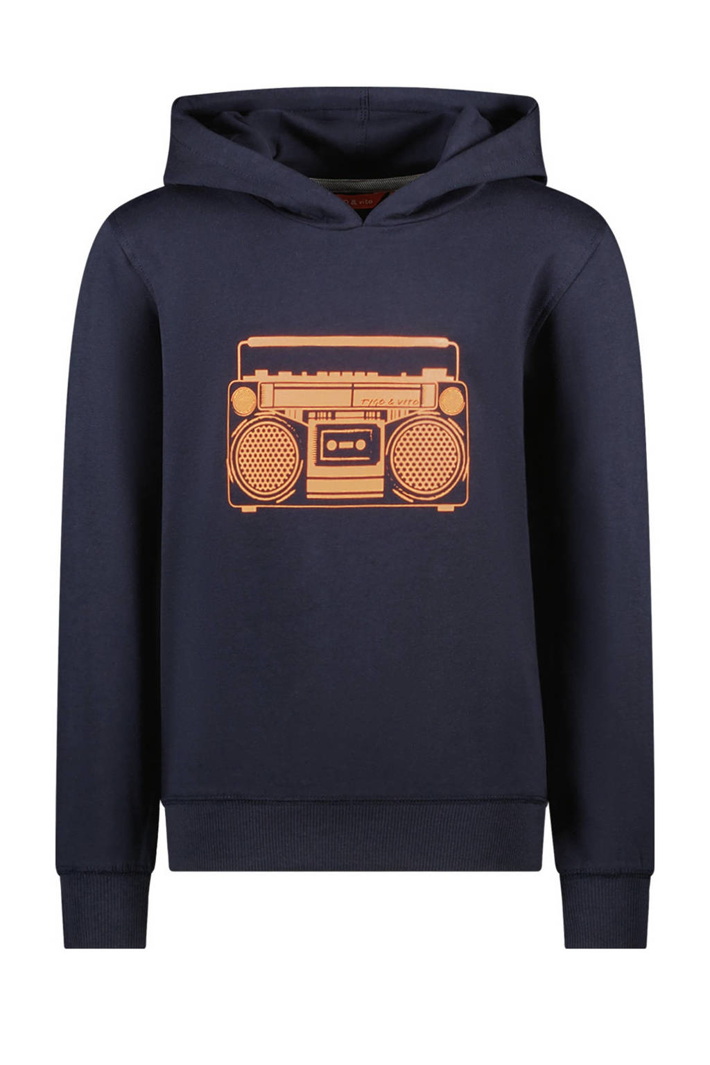 TYGO & vito hoodie Henry met printopdruk donkerblauw