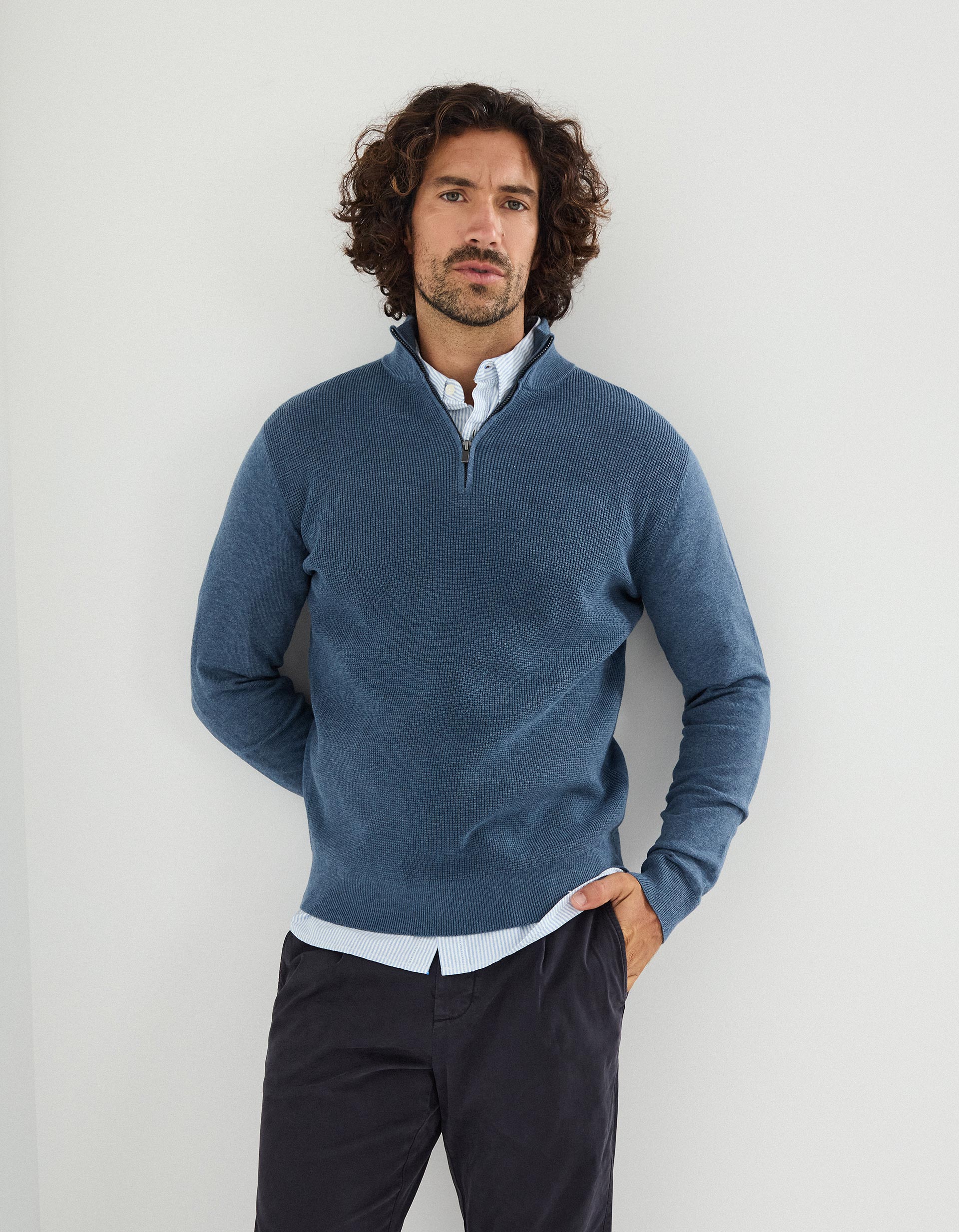 Camisola com Fecho, Homem, Azul
