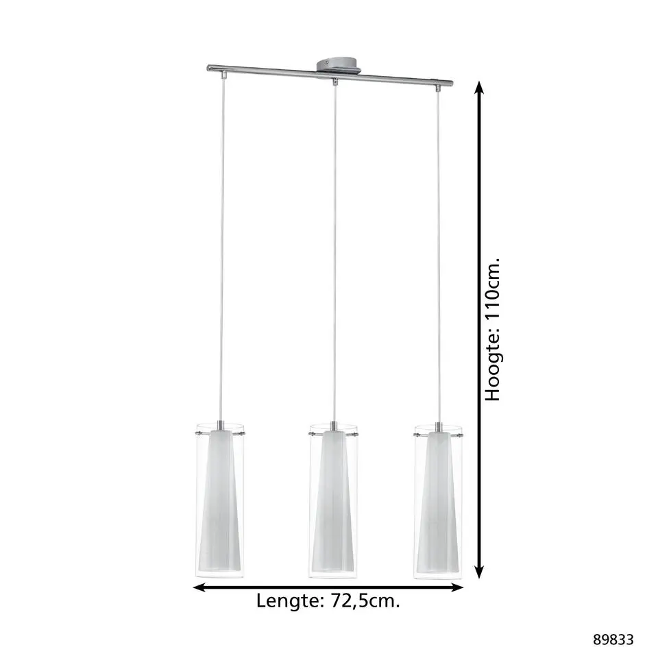 EGLOPinto-Hanglamp-3Lichts-Chroom-Helder,Wit