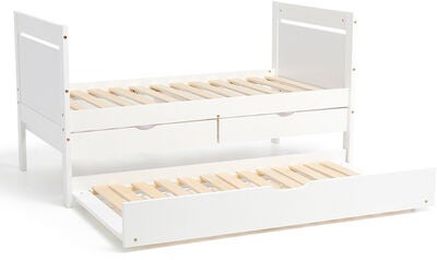 JLY 70x140 Juniorseng med Ekstra Seng + Oppbevaringskasser, Hvit