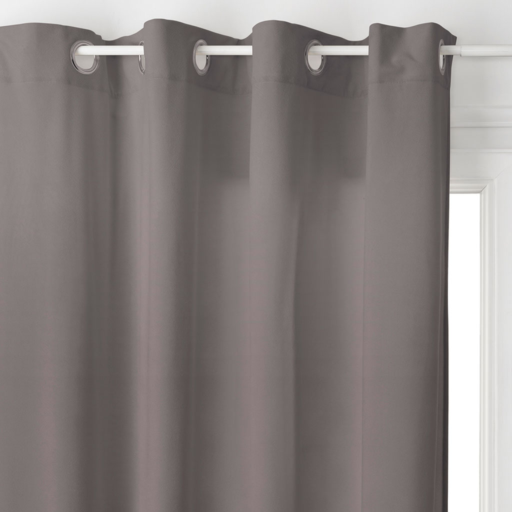 Rideau à œillets LILOU polyester gris foncé 140x260cm