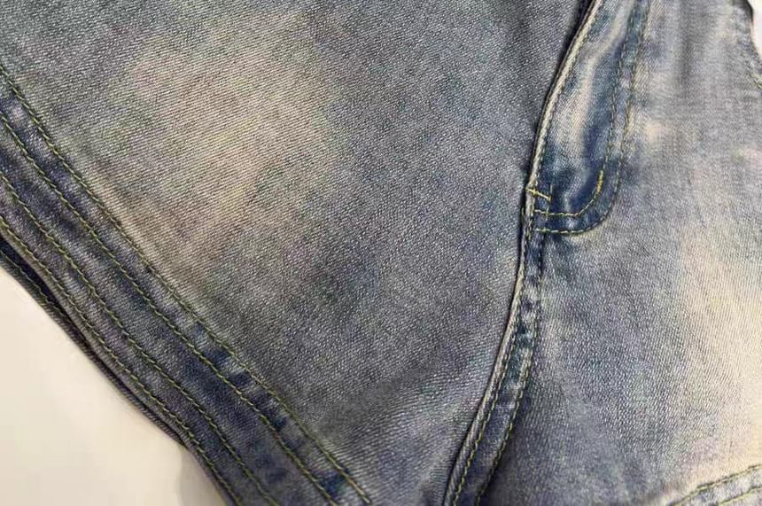 Eiffekee - Hoge taille gewassen denim hotpants
