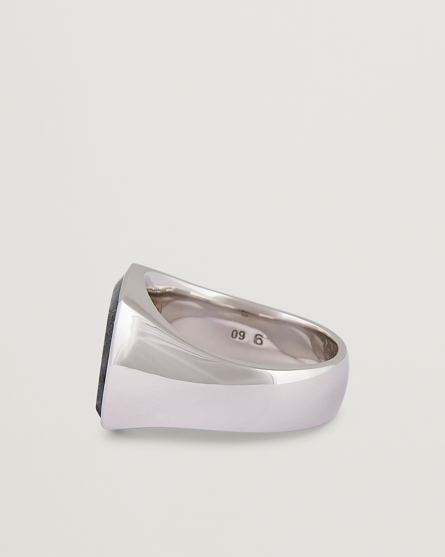 Tom Wood Cushion Larvikite Ring Silver