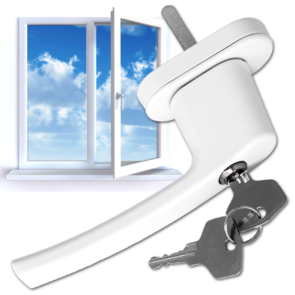 tectake® 10 Fenstergriffe, zu und gekippt abschließbar, für 7 mm Vierkantrahmen, inklusive 2 Schlüssel pro Griff