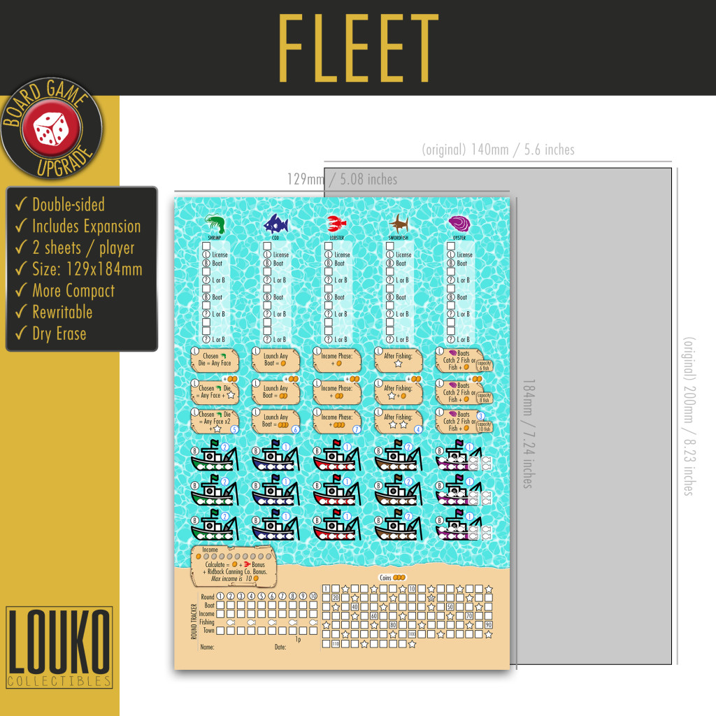 Fleet the Dice Game - Feuille de score réinscriptible