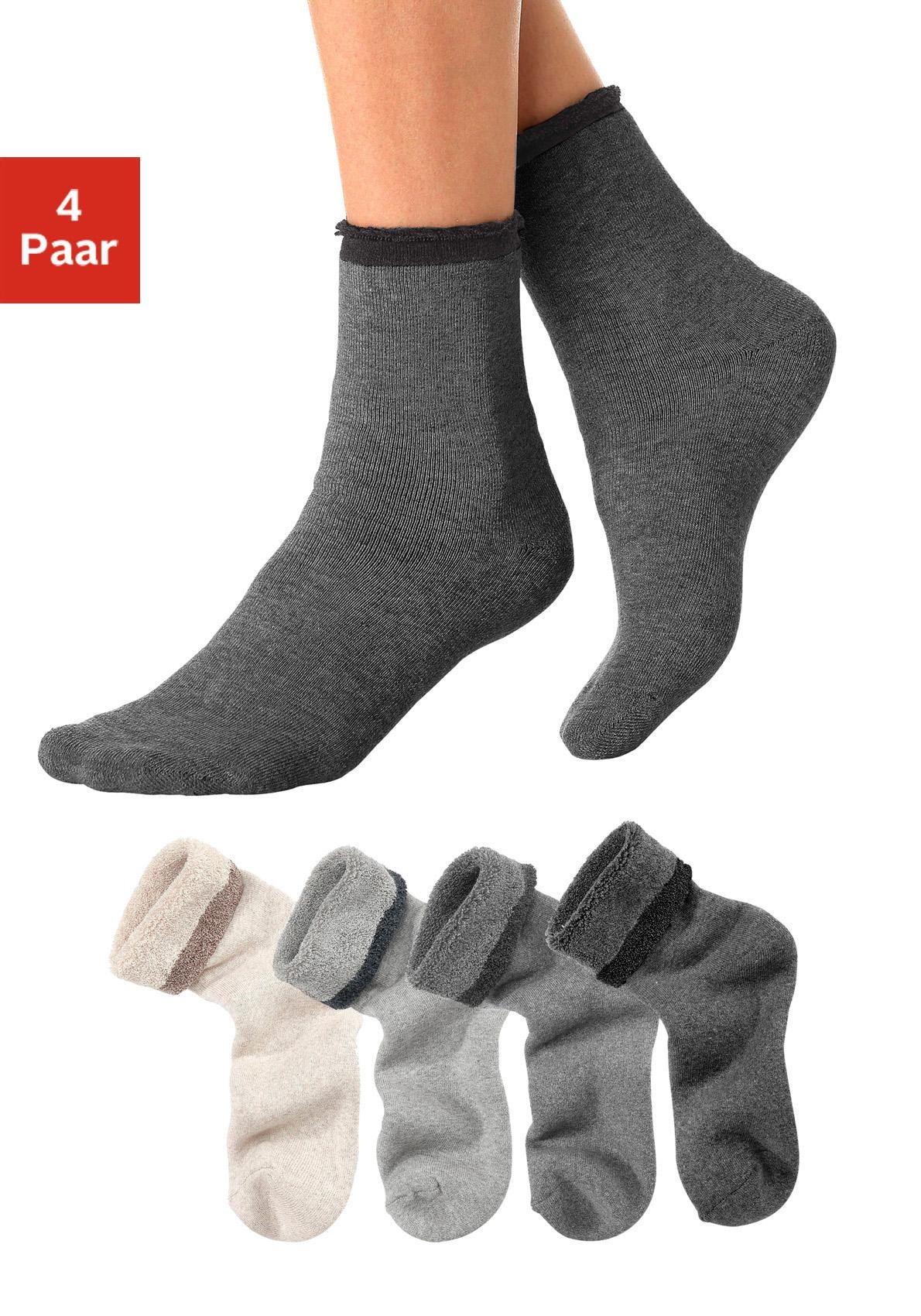 Lavana Kuschelsocken Packung, 4 Stk. tlg. mit Innenfrottee