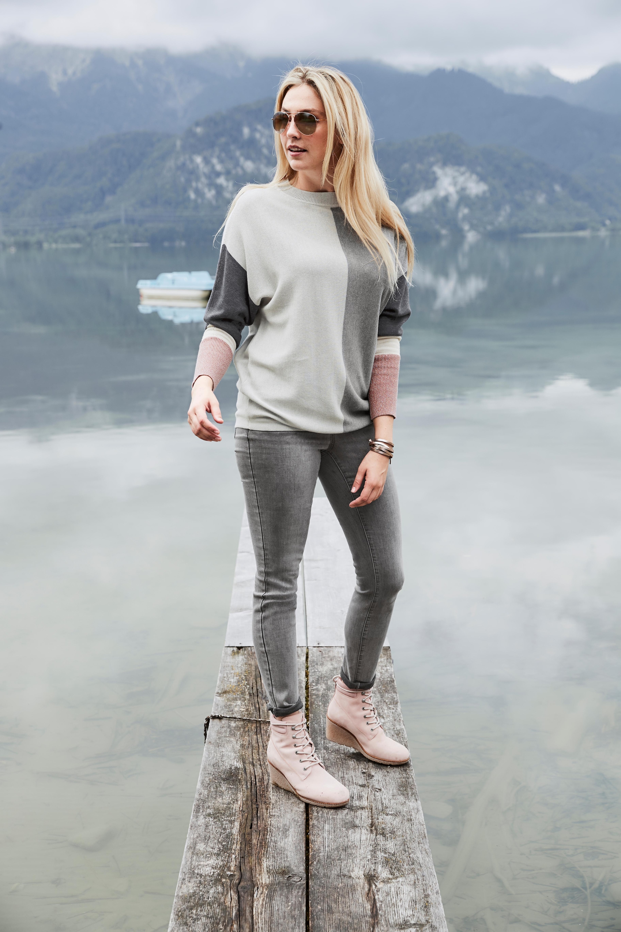 Boysen's Rundhalspullover , mit modischem Pastel-Colorblocking