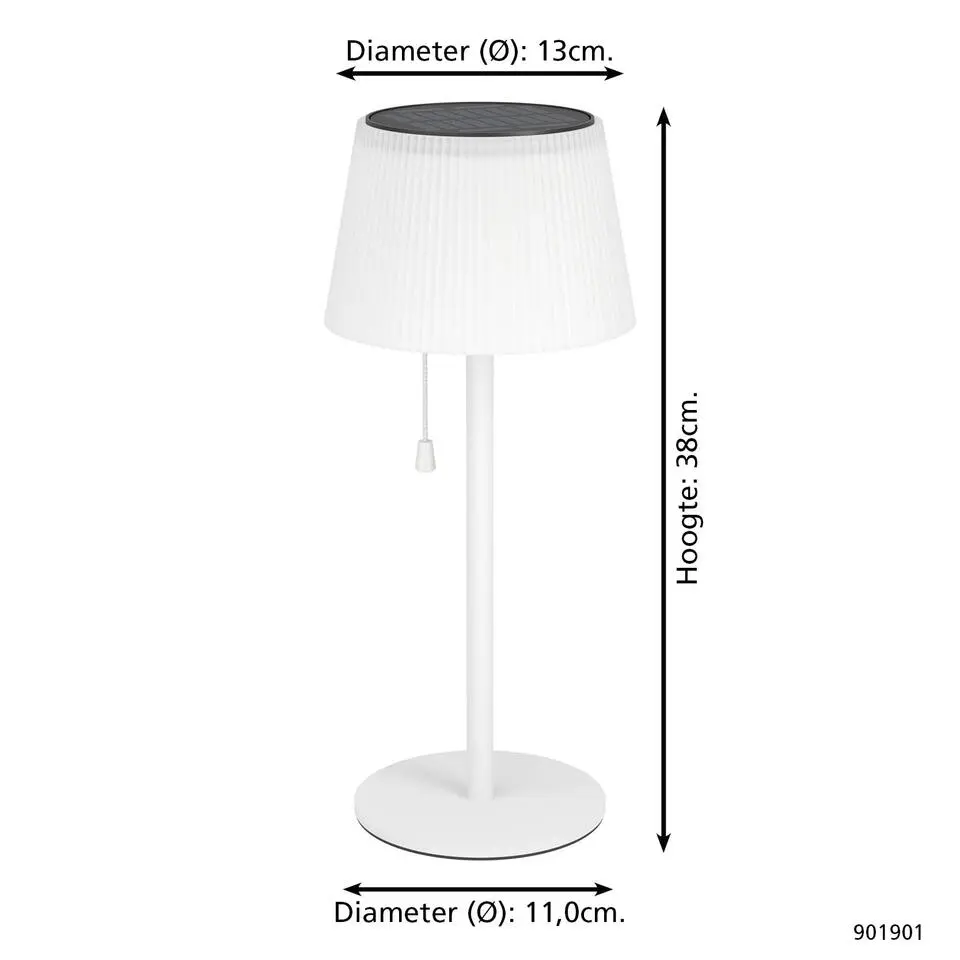 EGLO Scordiano Tafellamp - Solar - 38 cm - Wit - Oplaadbaar