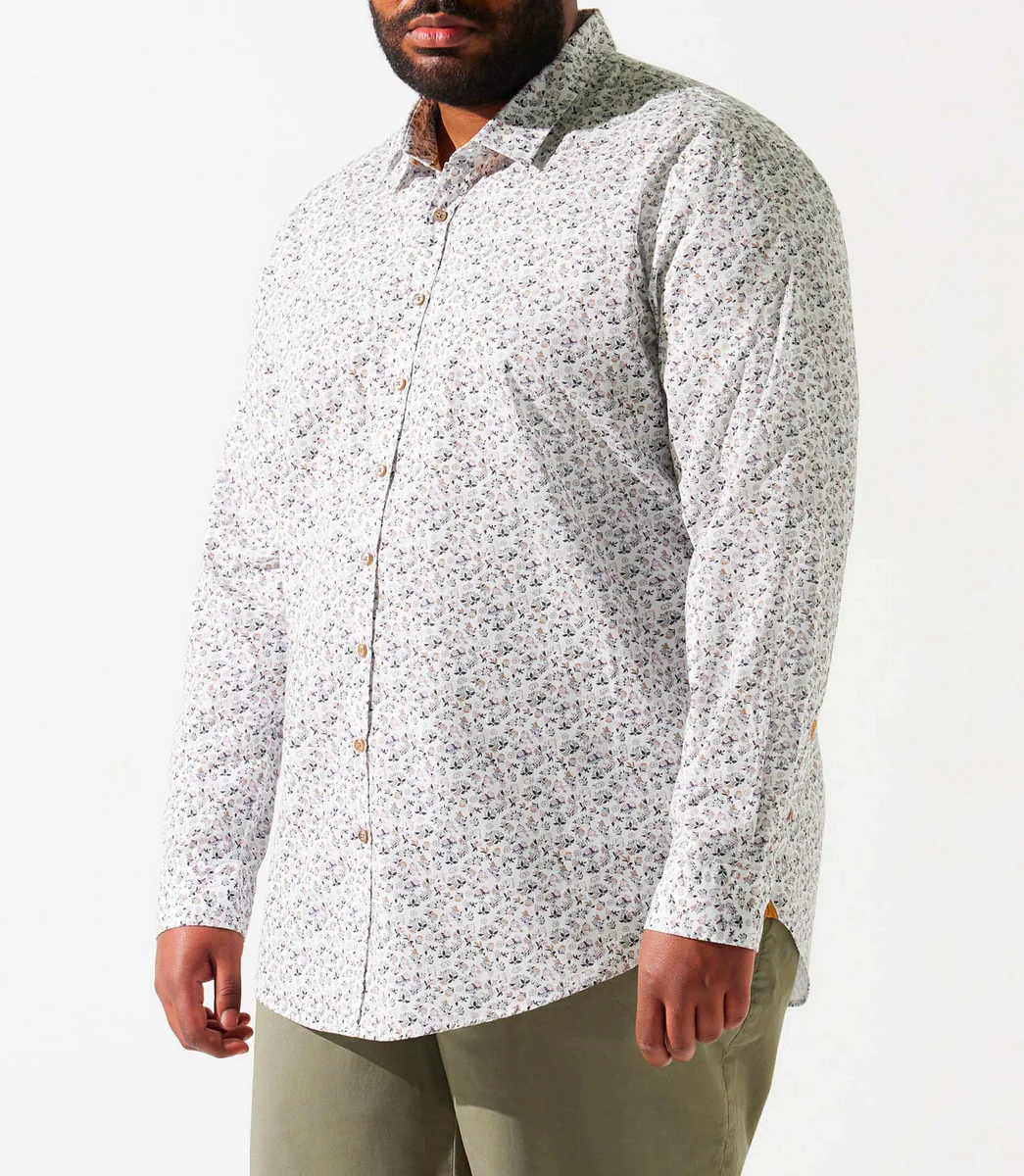 Chemise à imprimé floral blanc et bleu KELYANBT