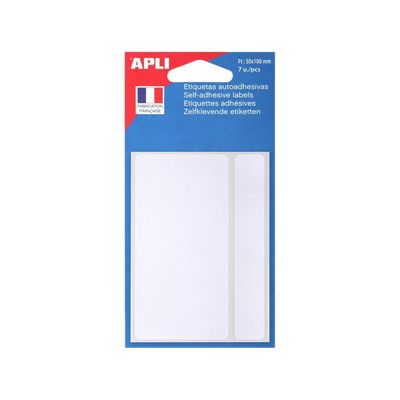 Apli Agipa - 7 étiquettes blanches adhésives - 50 x 100 mm - réf 111928