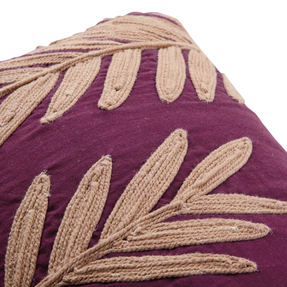 Coussin rectangulaire brodé (30 x 80 cm) Feuilla Violet